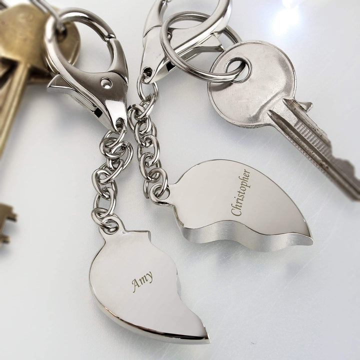 Personalised Memento Keepsakes Personalised Two Hearts Keyring