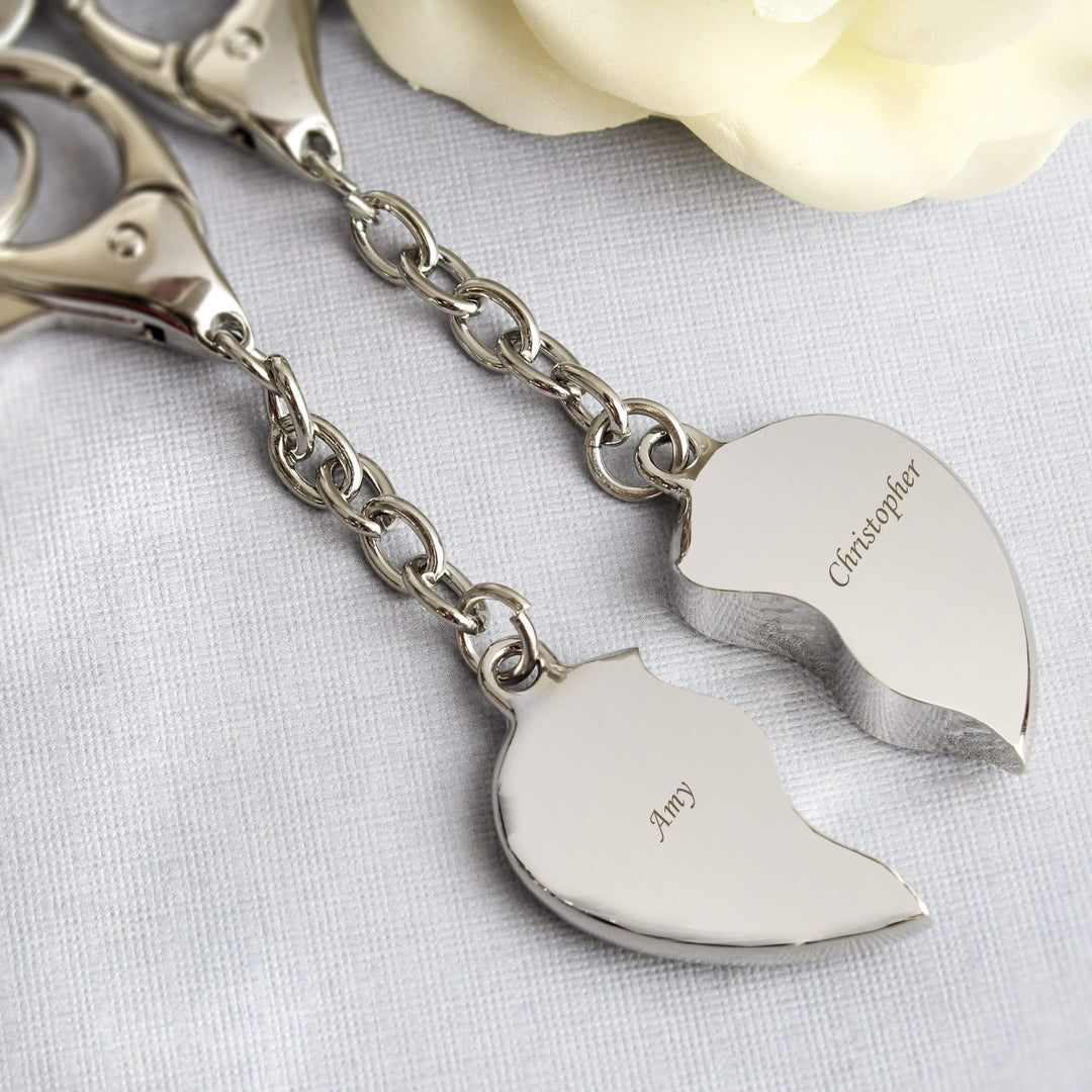 Personalised Memento Keepsakes Personalised Two Hearts Keyring