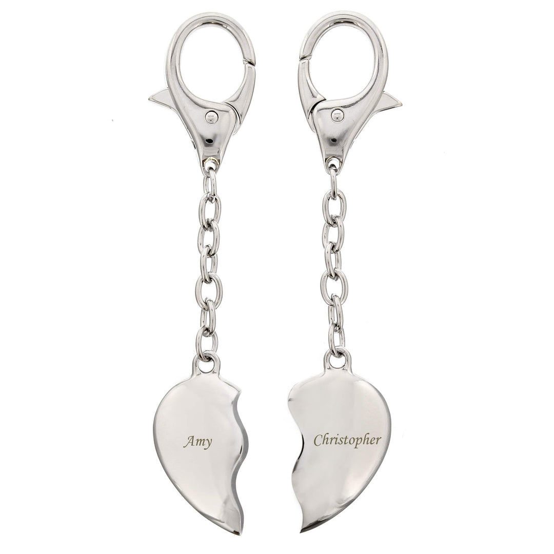 Personalised Memento Keepsakes Personalised Two Hearts Keyring
