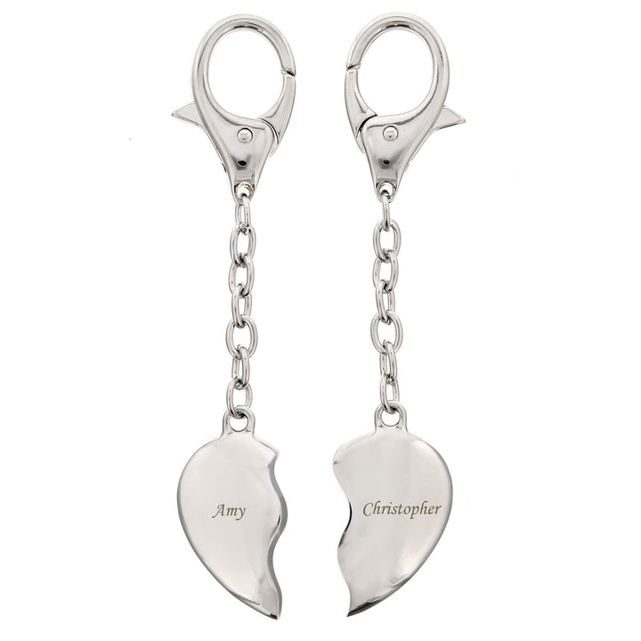 Personalised Memento Keepsakes Personalised Two Hearts Keyring