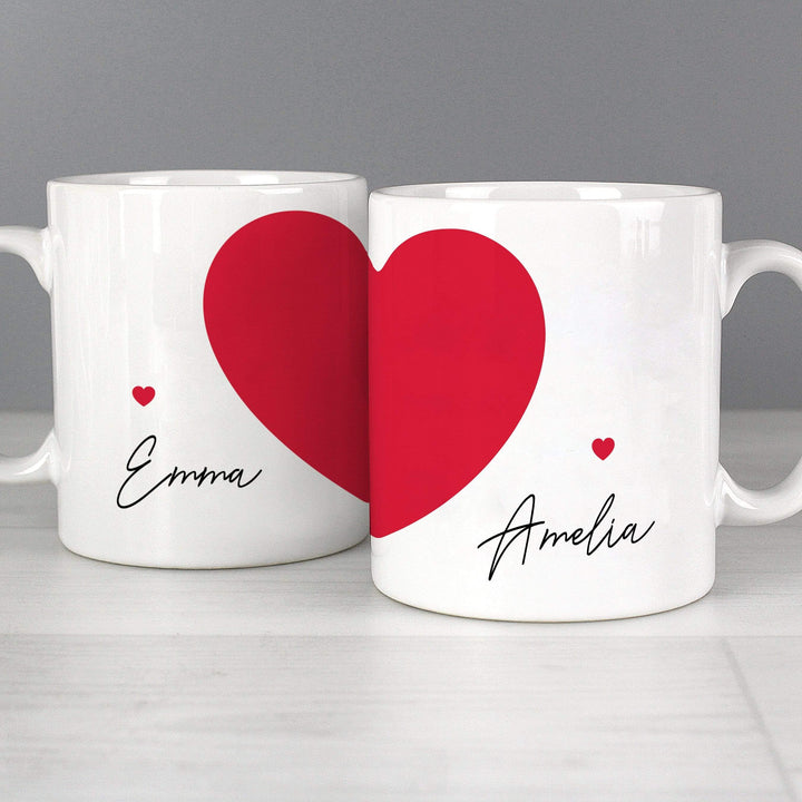 Personalised Memento Mugs Personalised Two Hearts Mug Set