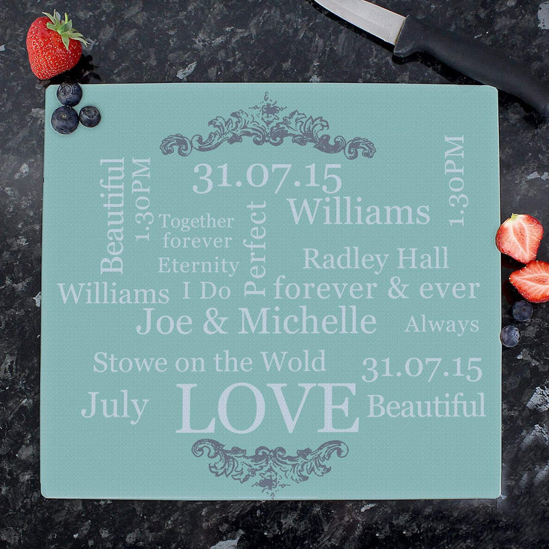 Personalised Memento Kitchen, Baking & Dining Gifts Personalised Typography Glass Chopping Board/Worktop Saver