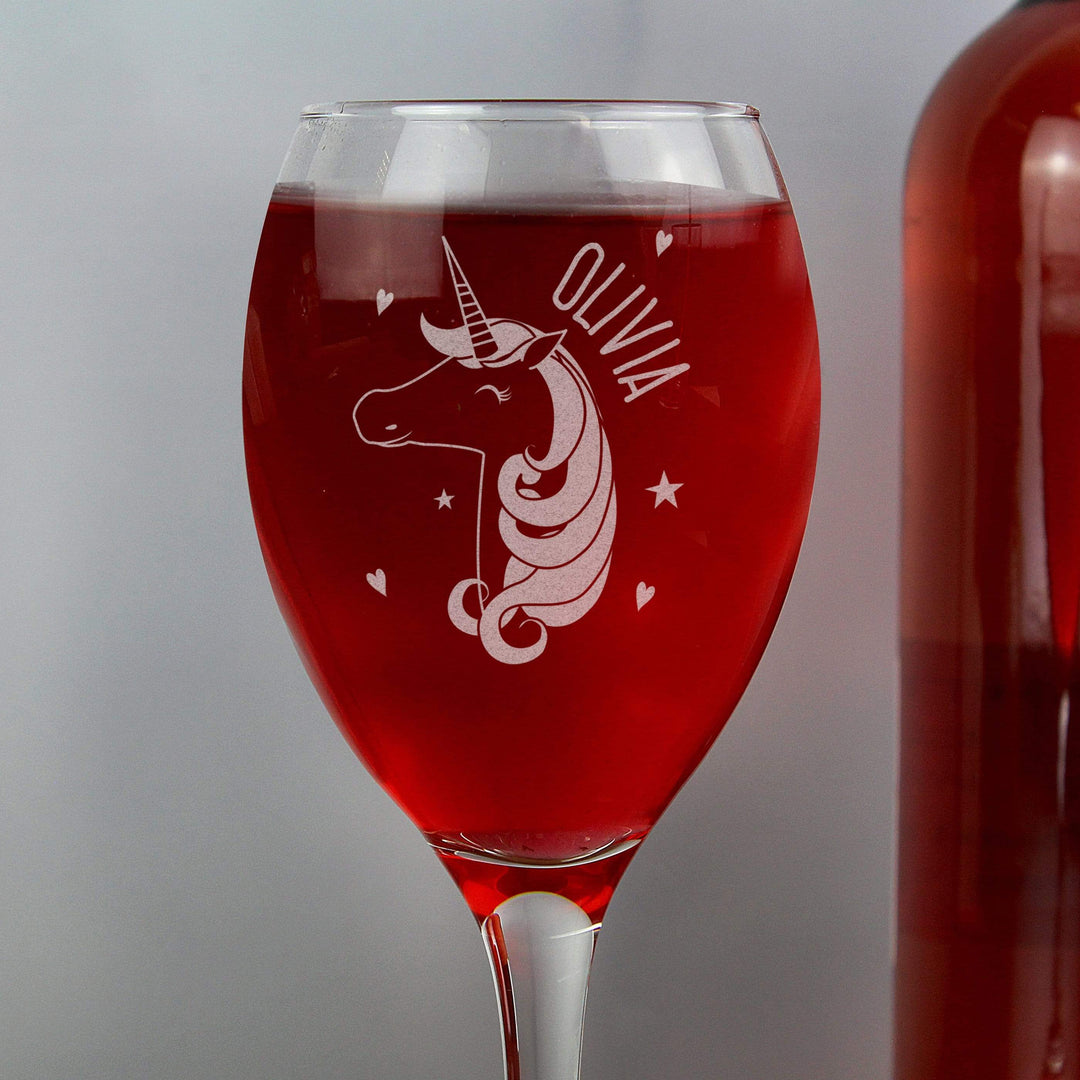 Personalised Memento Glasses &amp; Barware Personalised Unicorn Engraved Wine Glass