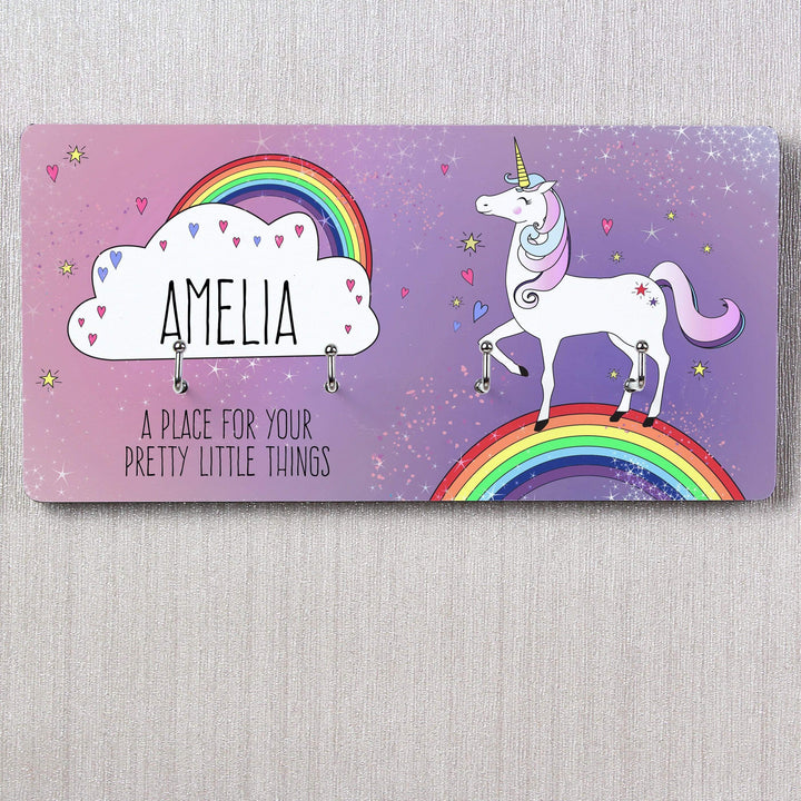 Personalised Memento Wooden Personalised Unicorn Jewellery Hooks