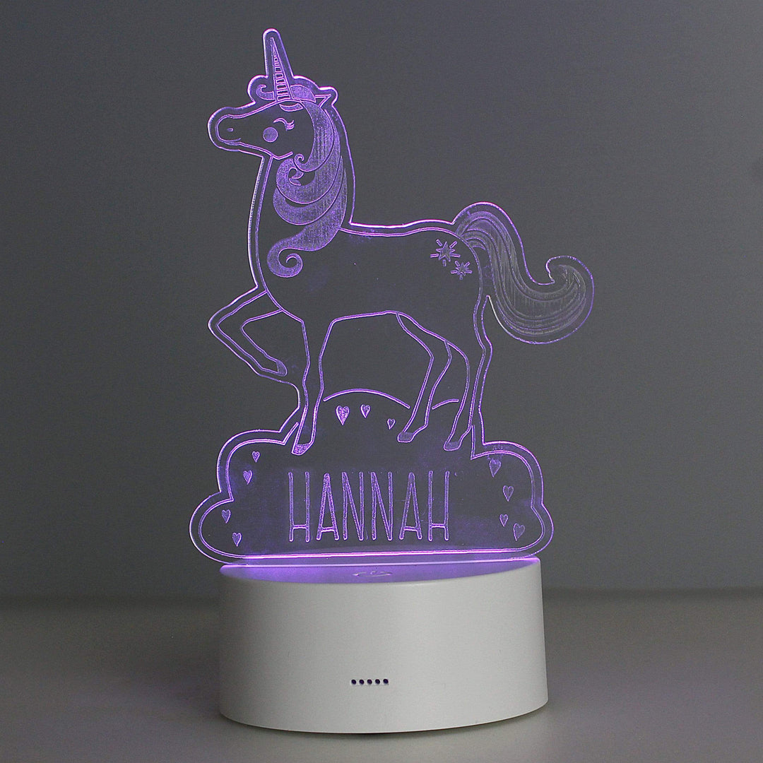 Personalised Memento LED Lights, Candles &amp; Decorations Personalised Unicorn LED Colour Changing Night Light