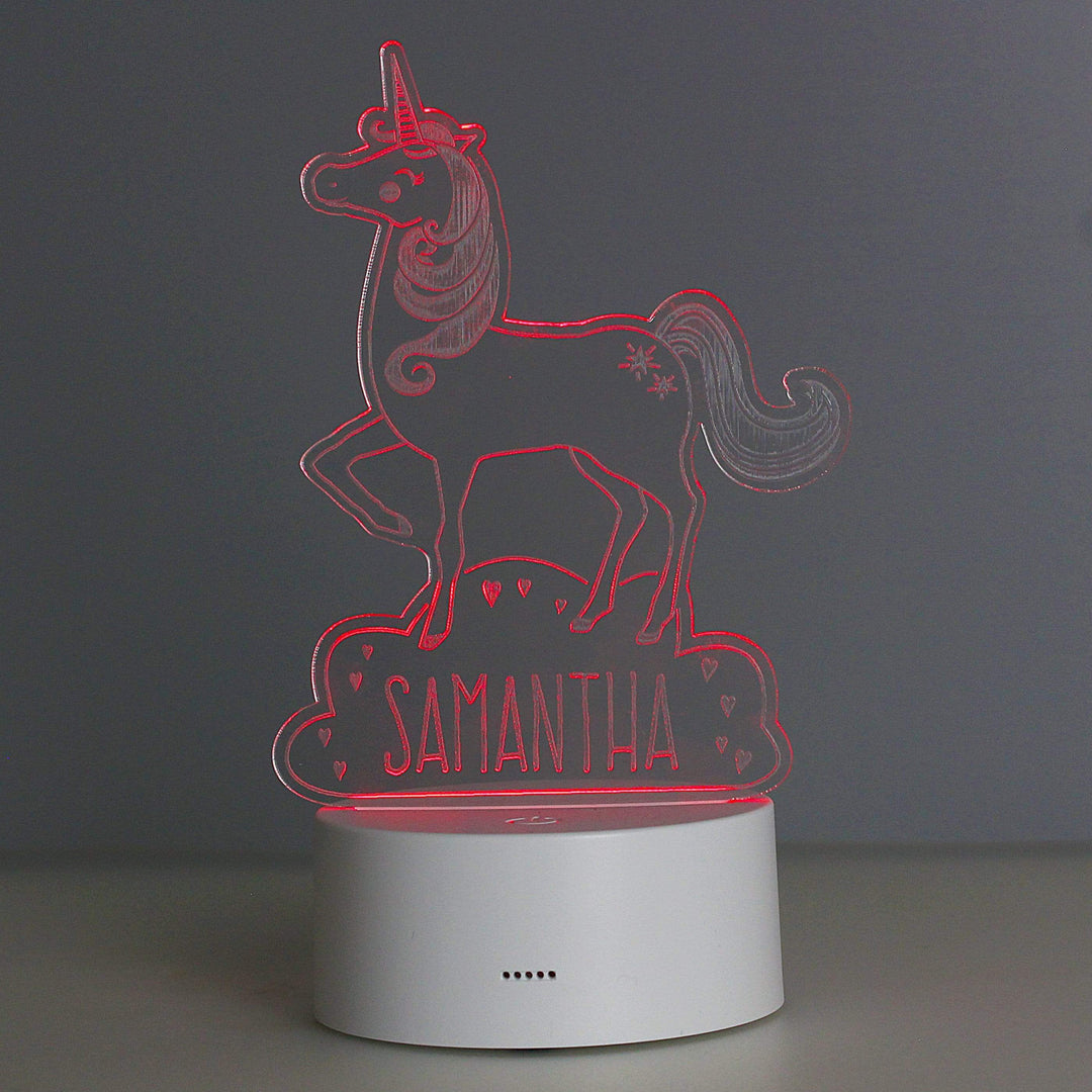 Personalised Memento LED Lights, Candles &amp; Decorations Personalised Unicorn LED Colour Changing Night Light