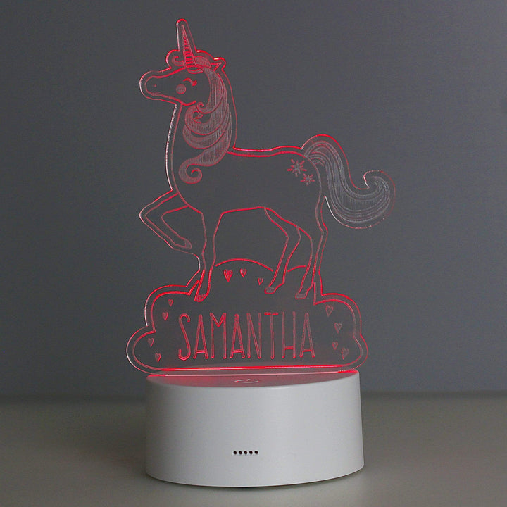 Personalised Memento LED Lights, Candles &amp; Decorations Personalised Unicorn LED Colour Changing Night Light