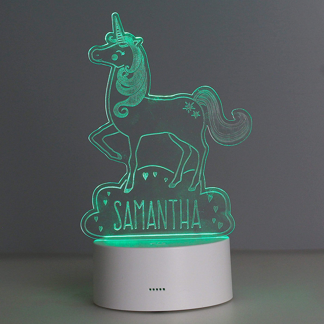 Personalised Memento LED Lights, Candles &amp; Decorations Personalised Unicorn LED Colour Changing Night Light