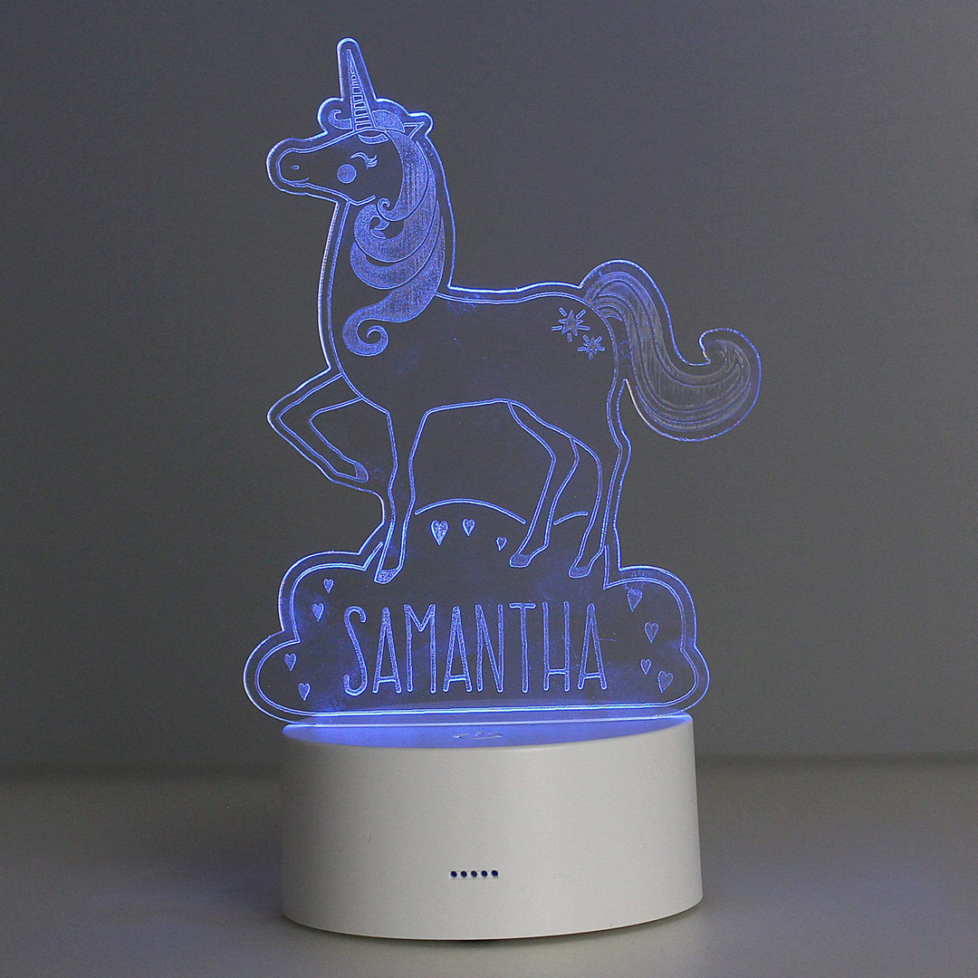 Personalised Memento LED Lights, Candles &amp; Decorations Personalised Unicorn LED Colour Changing Night Light