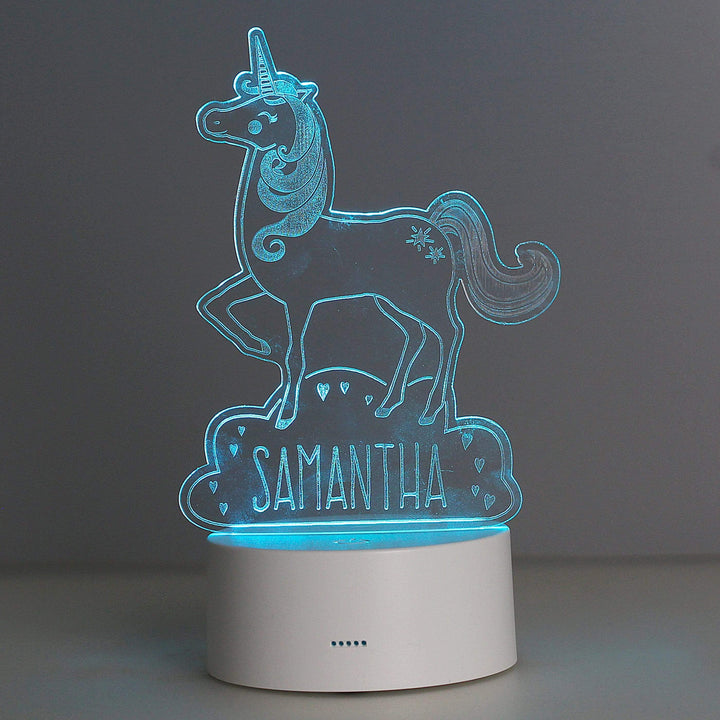 Personalised Memento LED Lights, Candles &amp; Decorations Personalised Unicorn LED Colour Changing Night Light