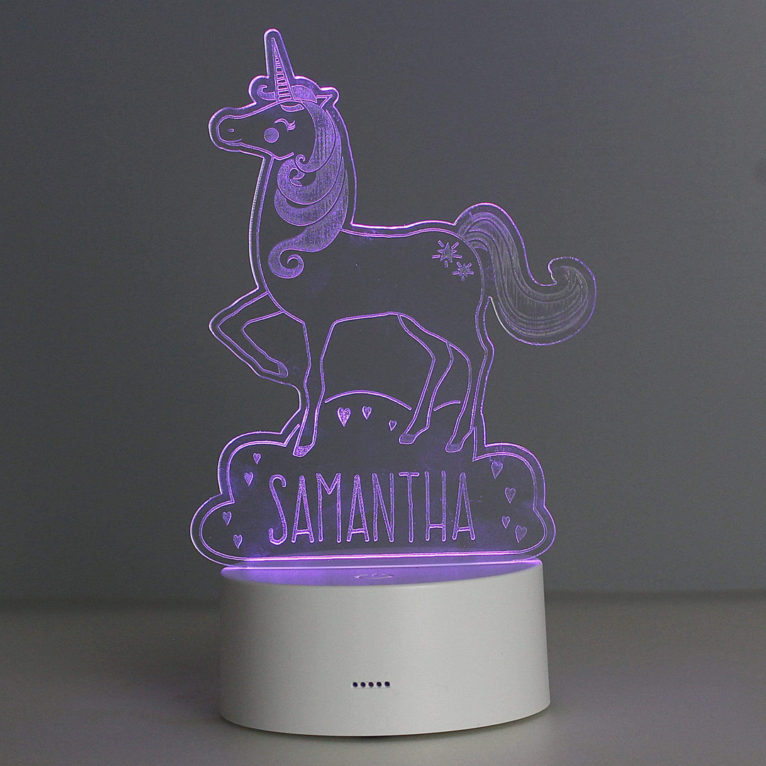 Personalised Memento LED Lights, Candles &amp; Decorations Personalised Unicorn LED Colour Changing Night Light