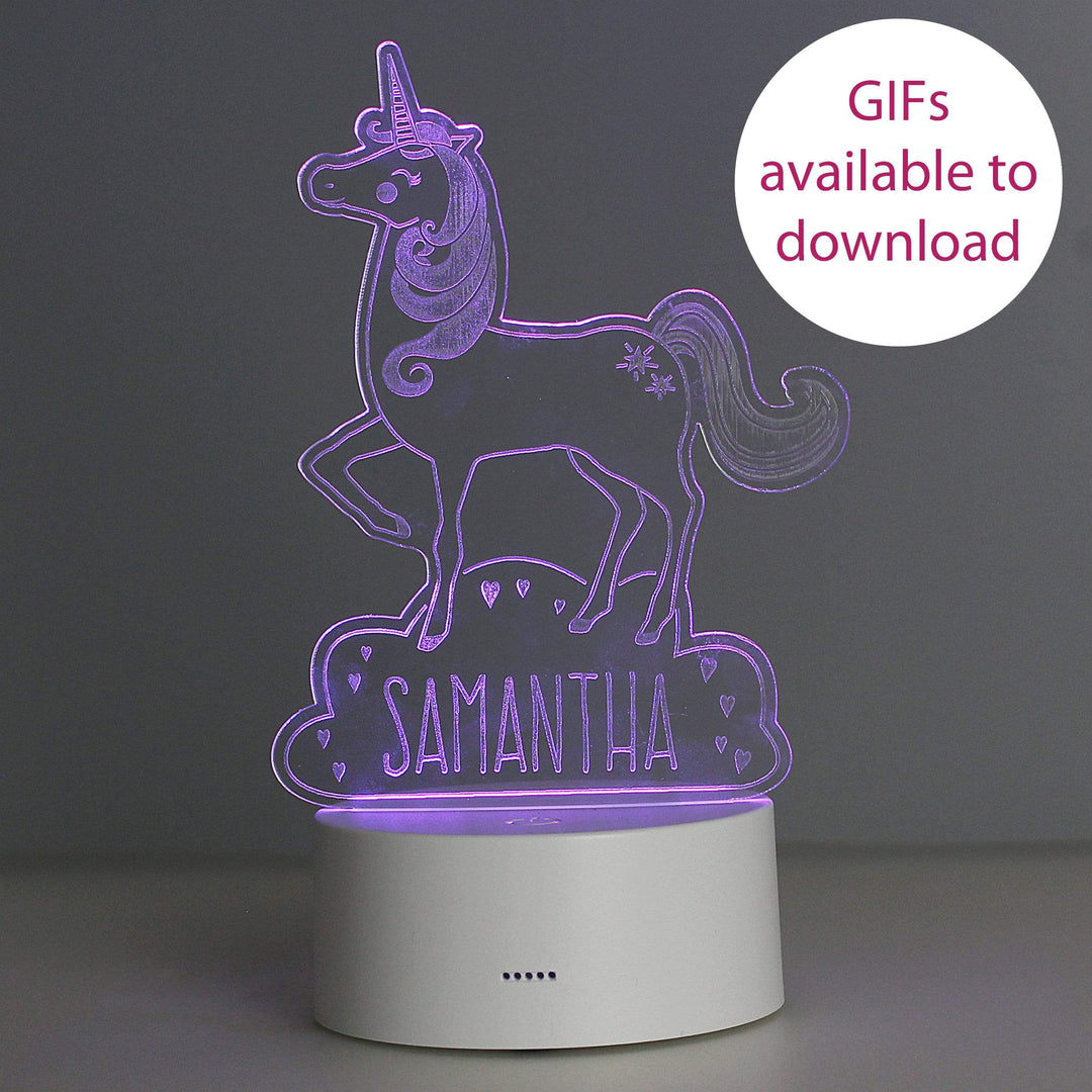 Personalised Memento LED Lights, Candles &amp; Decorations Personalised Unicorn LED Colour Changing Night Light