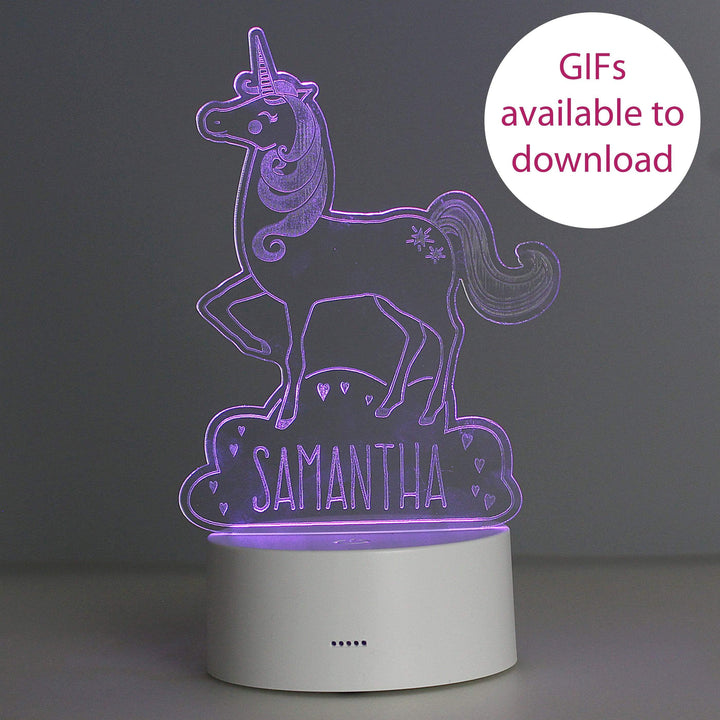 Personalised Memento LED Lights, Candles &amp; Decorations Personalised Unicorn LED Colour Changing Night Light