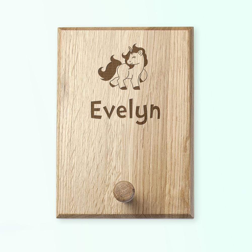 Treat Playful Serif Personalised Unicorn Peg Hook
