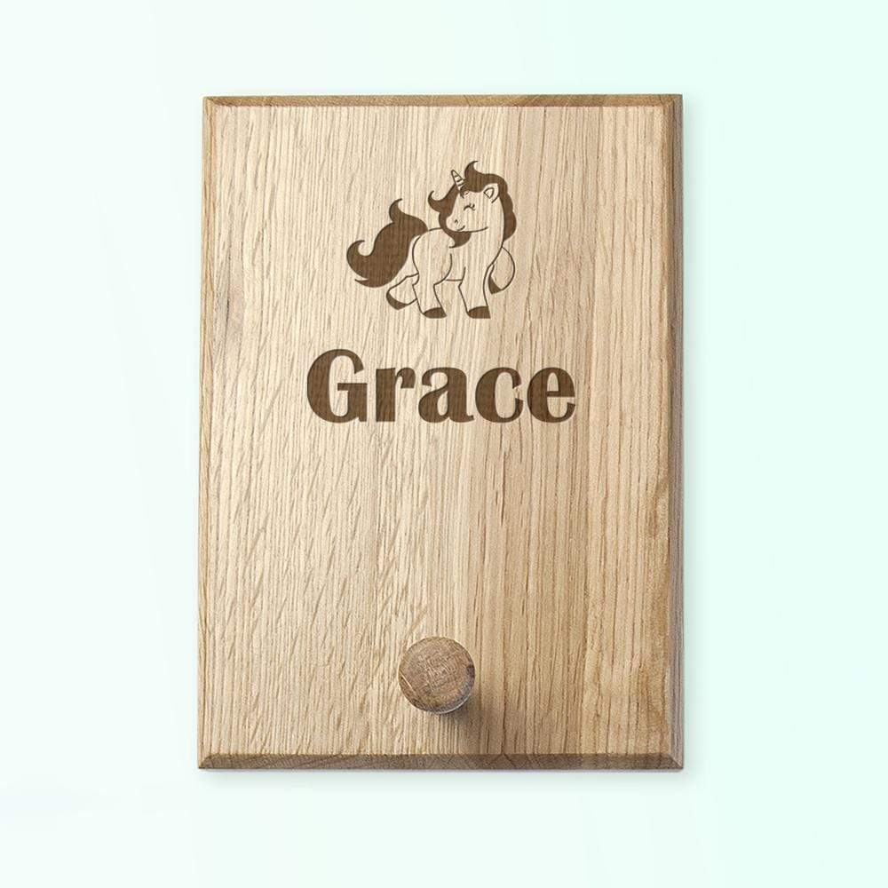 Treat Sans Serif Personalised Unicorn Peg Hook
