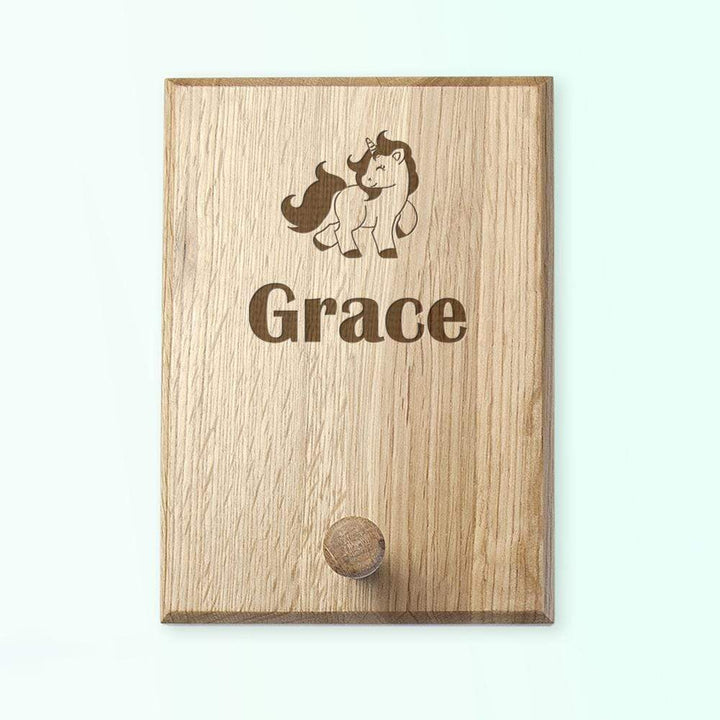 Treat Sans Serif Personalised Unicorn Peg Hook