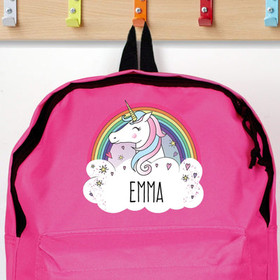 Personalised Memento Textiles Personalised Unicorn Pink Backpack