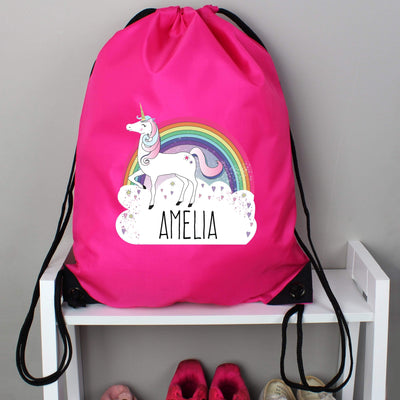 Personalised Memento Textiles Personalised Unicorn Pink Kit Bag