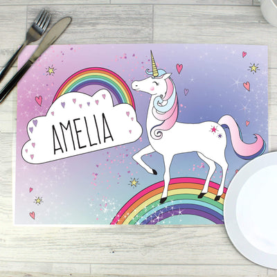 Personalised Memento Mealtime Essentials Personalised Unicorn Placemat