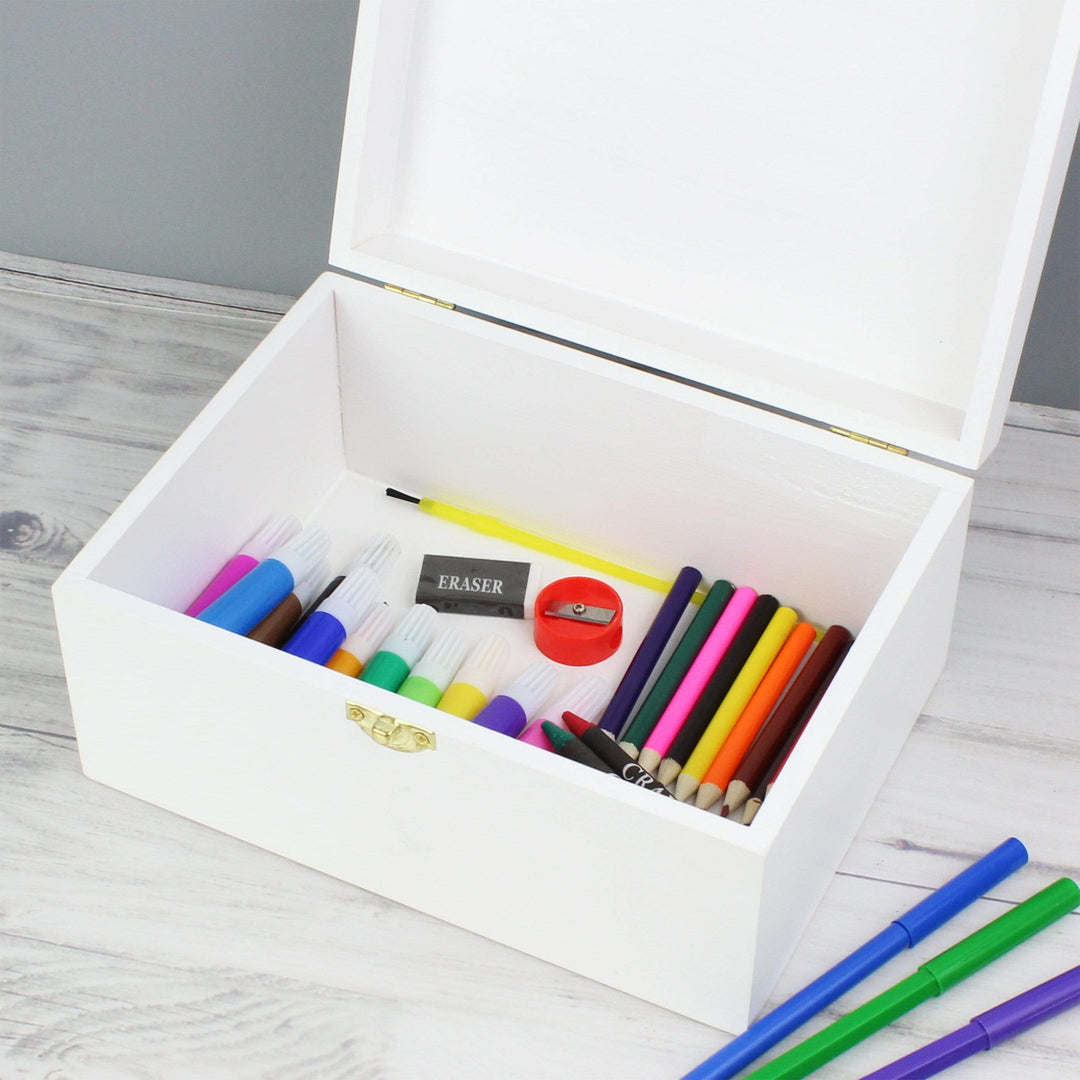 Personalised Memento Trinket, Jewellery &amp; Keepsake Boxes Personalised Unicorn White Wooden Keepsake Box