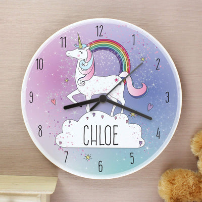 Personalised Memento Clocks & Watches Personalised Unicorn Wooden Clock