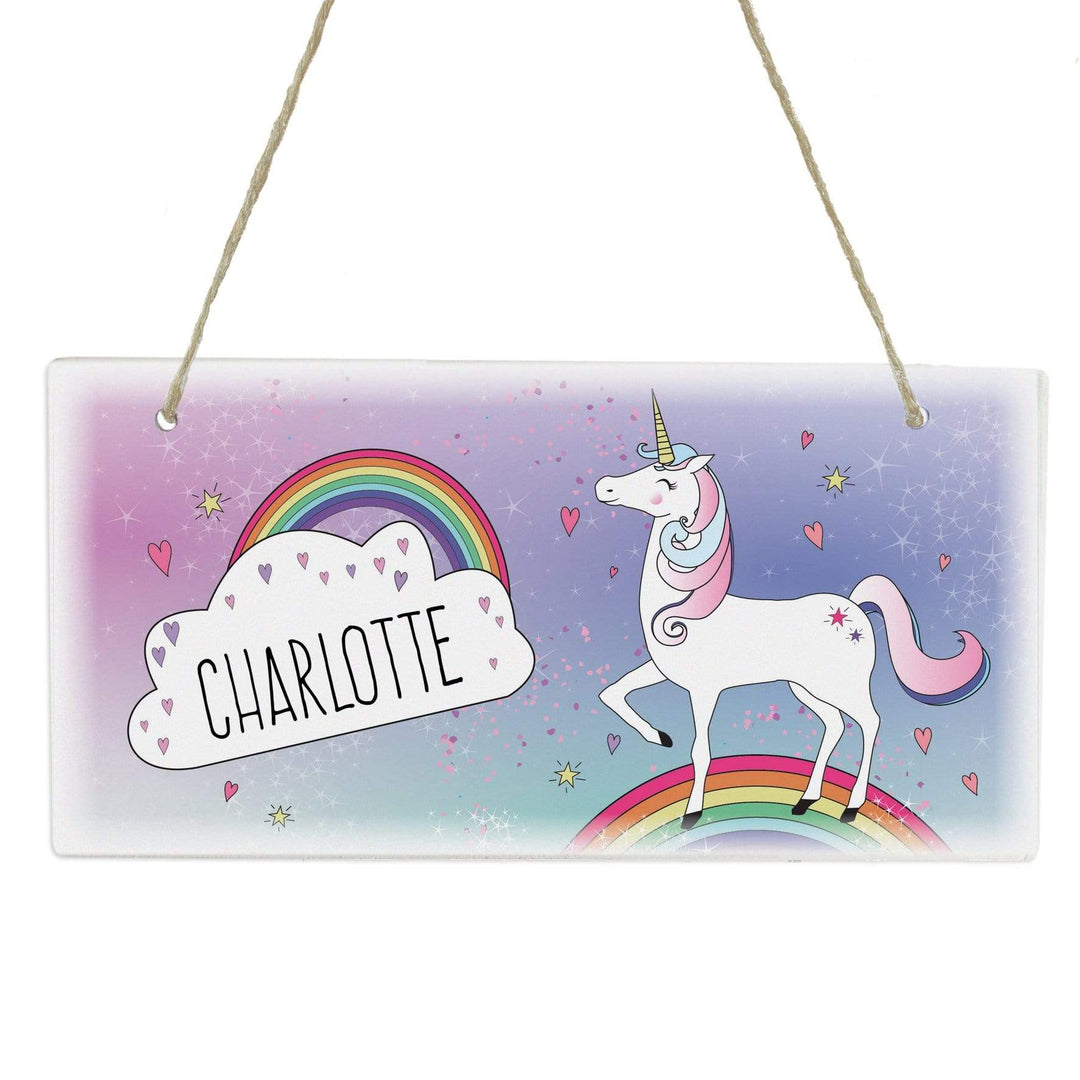 Personalised Memento Hanging Decorations &amp; Signs Personalised Unicorn Wooden Sign