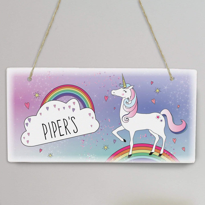Personalised Memento Hanging Decorations &amp; Signs Personalised Unicorn Wooden Sign