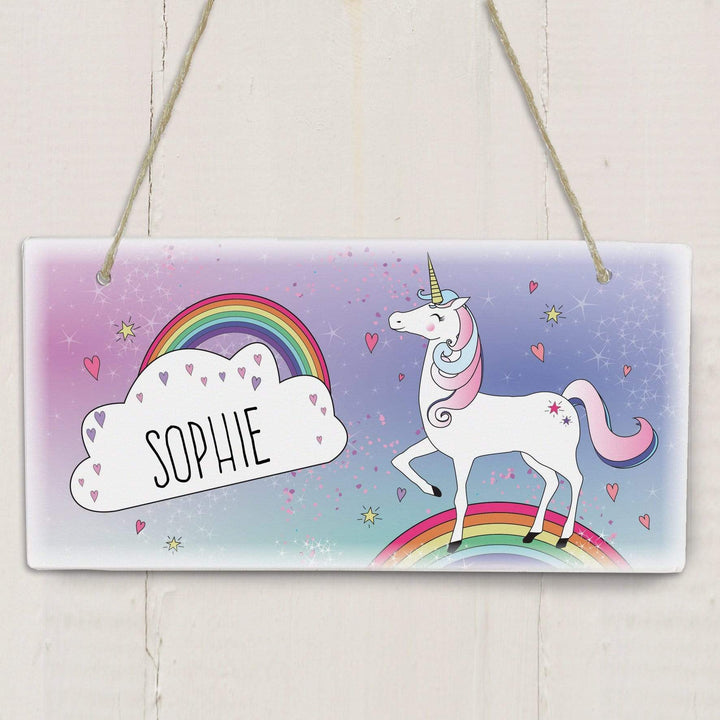Personalised Memento Hanging Decorations &amp; Signs Personalised Unicorn Wooden Sign