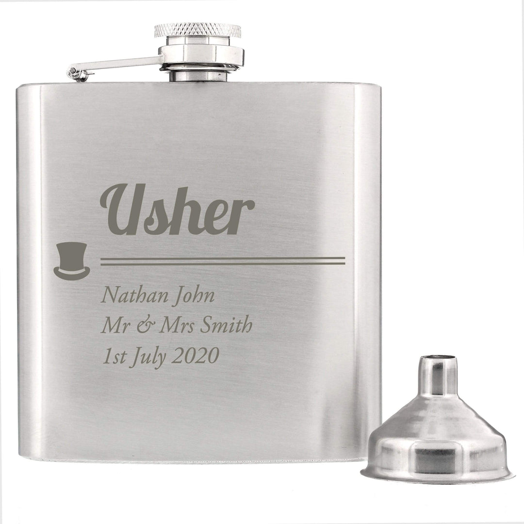 Personalised Memento Glasses &amp; Barware Personalised Usher Hip Flask
