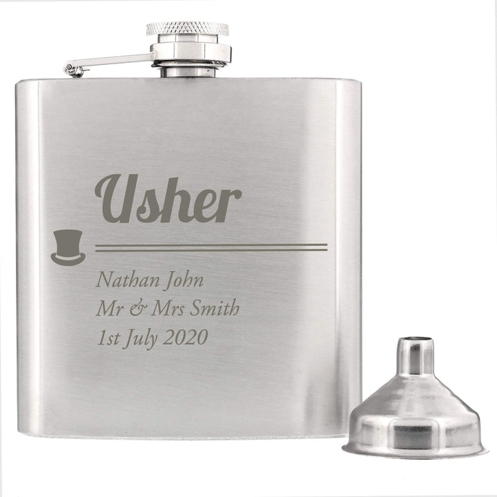Personalised Memento Glasses &amp; Barware Personalised Usher Hip Flask