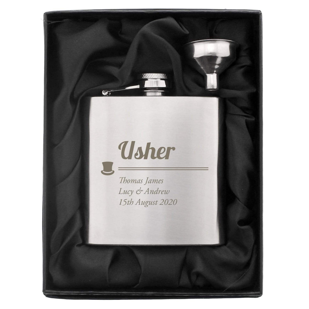 Personalised Memento Glasses &amp; Barware Personalised Usher Hip Flask