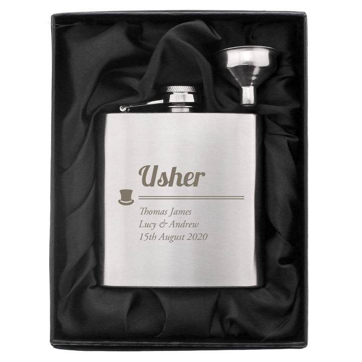Personalised Memento Glasses &amp; Barware Personalised Usher Hip Flask