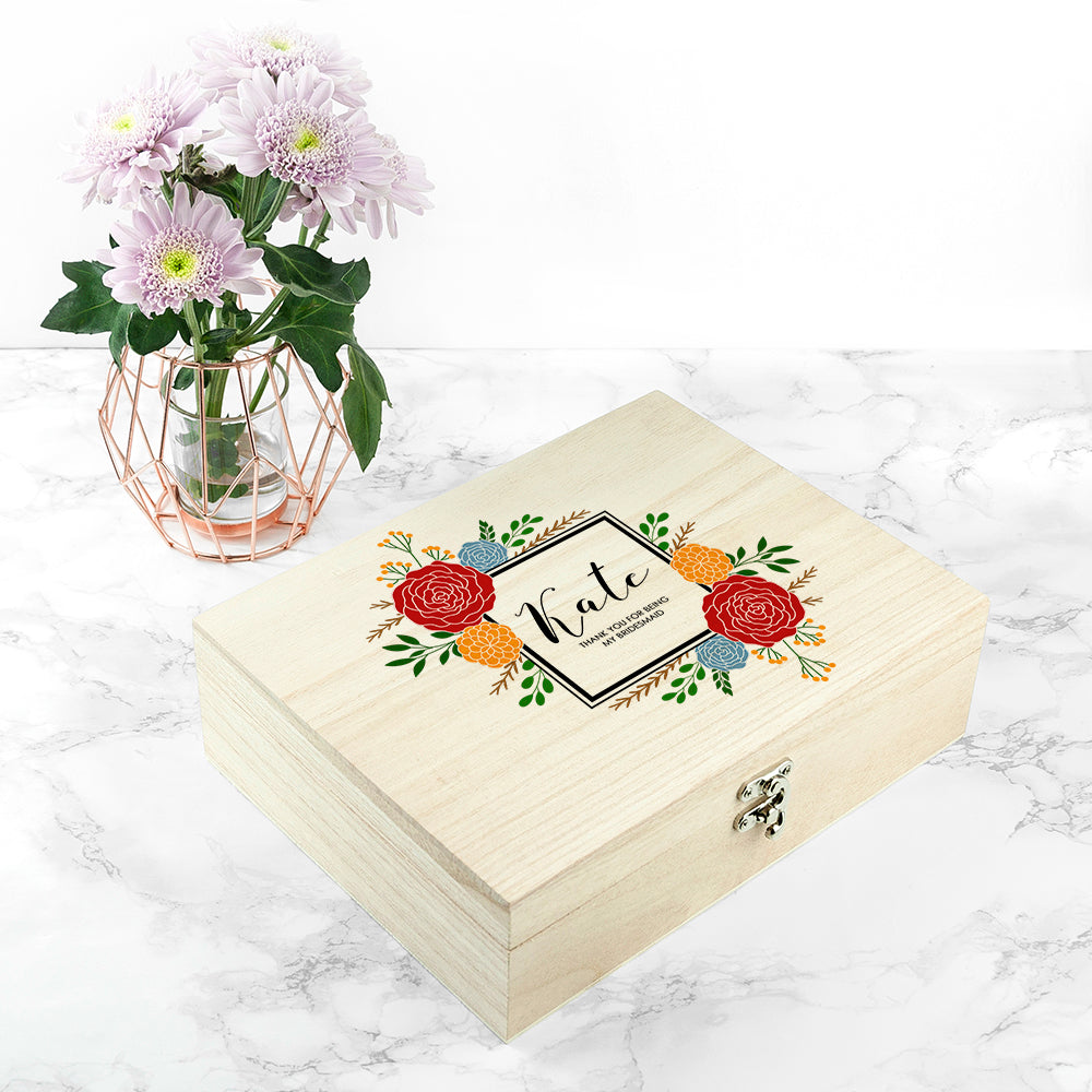 Personalised Vibrant Flower Frame Bridesmaid Box