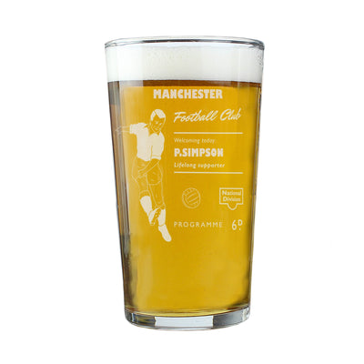 Personalised Memento Glasses & Barware Personalised Vintage Football Supporter's Pint Glass