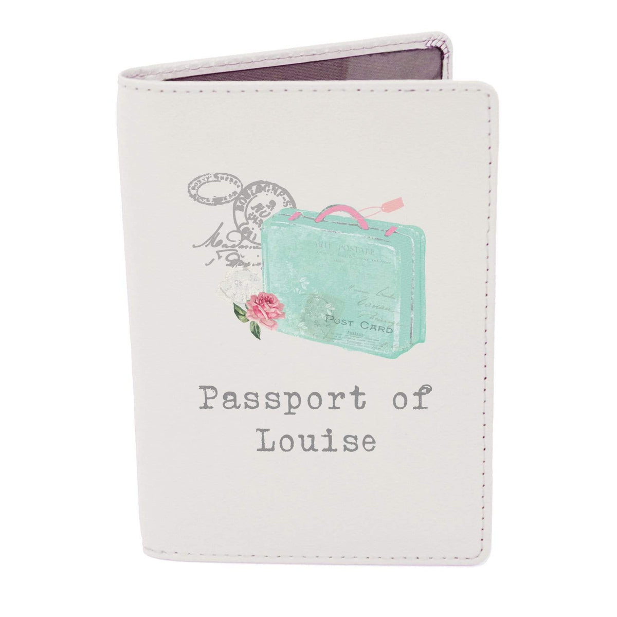 Personalised Memento Leather Personalised Vintage Pastel Travel Cream Passport Holder