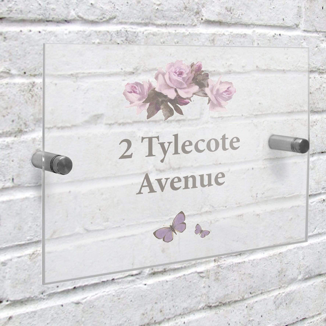 Personalised Memento Hanging Decorations &amp; Signs Personalised Vintage Rose Acrylic House Sign