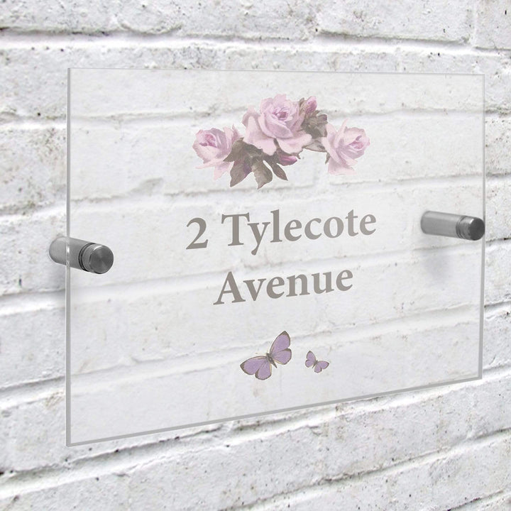 Personalised Memento Hanging Decorations &amp; Signs Personalised Vintage Rose Acrylic House Sign
