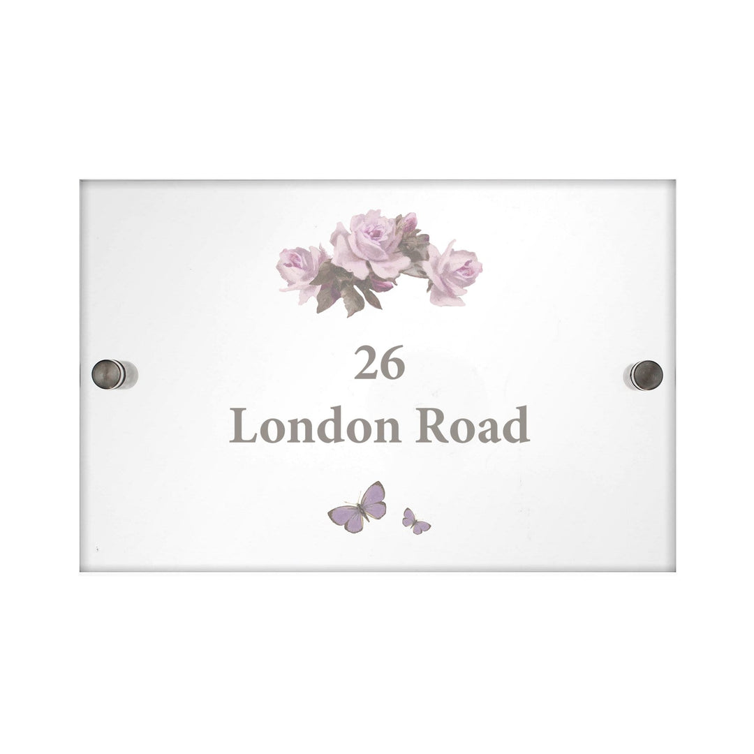 Personalised Memento Hanging Decorations &amp; Signs Personalised Vintage Rose Acrylic House Sign