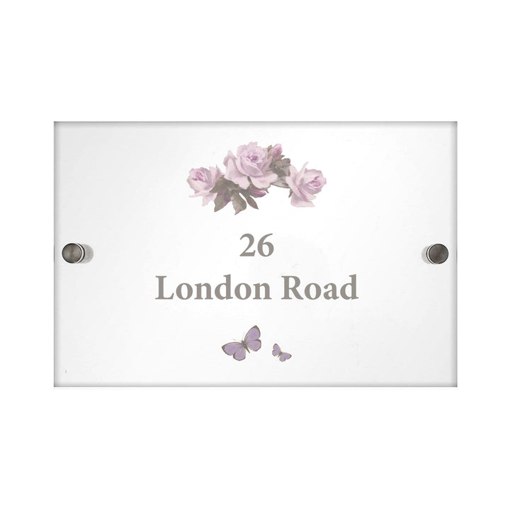 Personalised Memento Hanging Decorations &amp; Signs Personalised Vintage Rose Acrylic House Sign