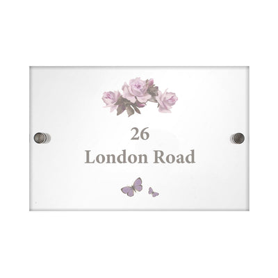 Personalised Memento Hanging Decorations & Signs Personalised Vintage Rose Acrylic House Sign