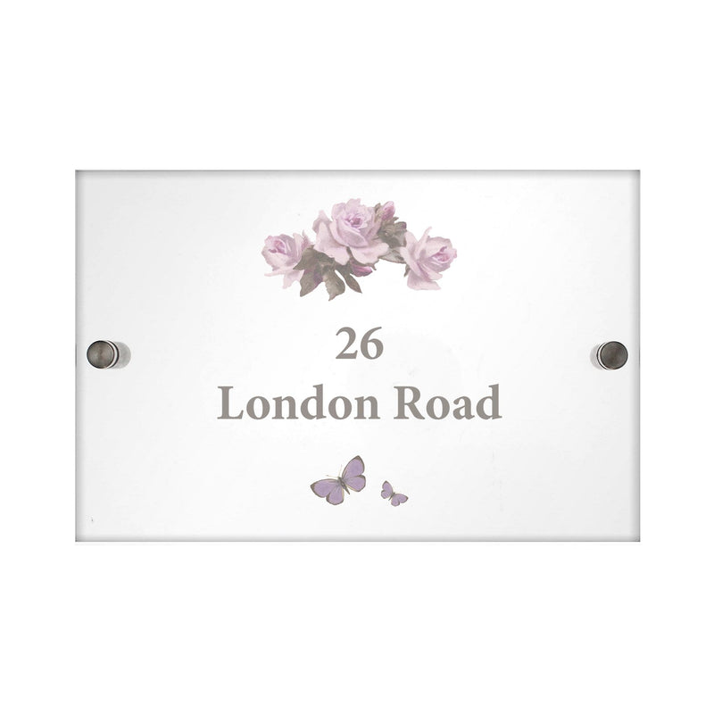 Personalised Memento Hanging Decorations & Signs Personalised Vintage Rose Acrylic House Sign