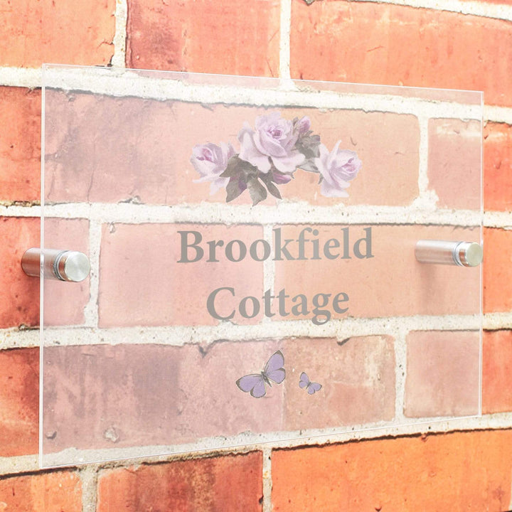 Personalised Memento Hanging Decorations &amp; Signs Personalised Vintage Rose Acrylic House Sign