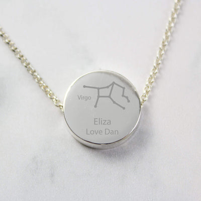 Personalised Memento Jewellery Personalised Virgo Zodiac Star Sign Silver Tone Necklace (August 23rd - September 22nd)