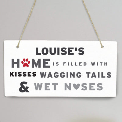 Personalised Memento Wooden Personalised 'Wagging Tails' Dog Wooden Sign