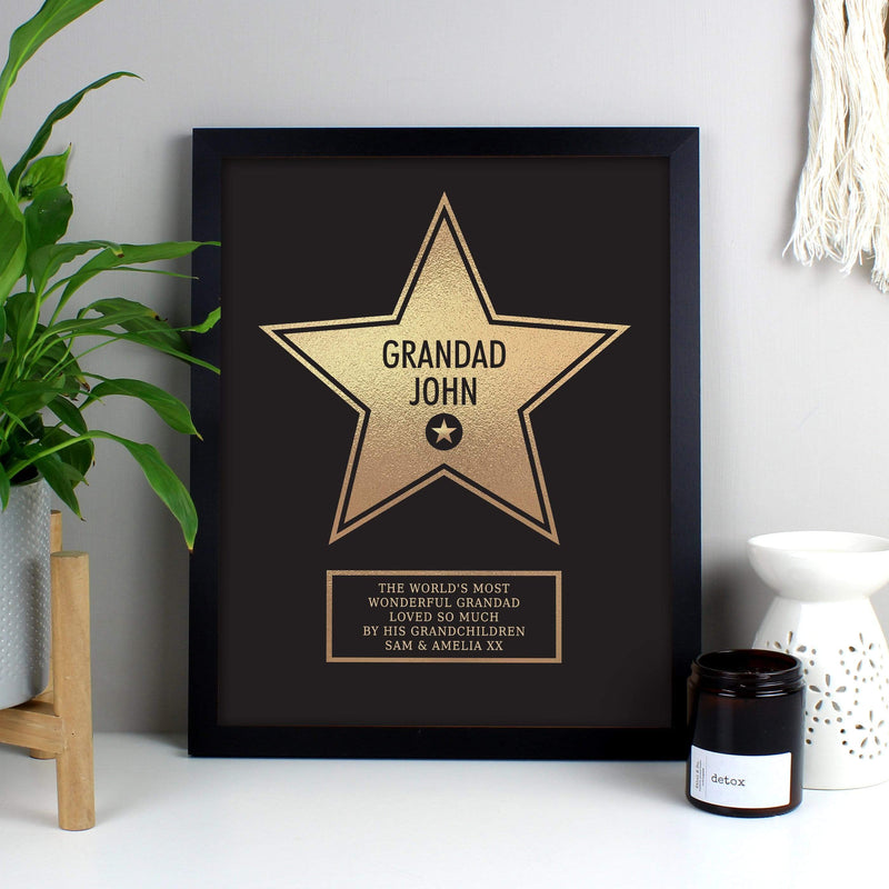 Personalised Memento Framed Prints & Canvases Personalised Walk of Fame Star Award Black Framed Print