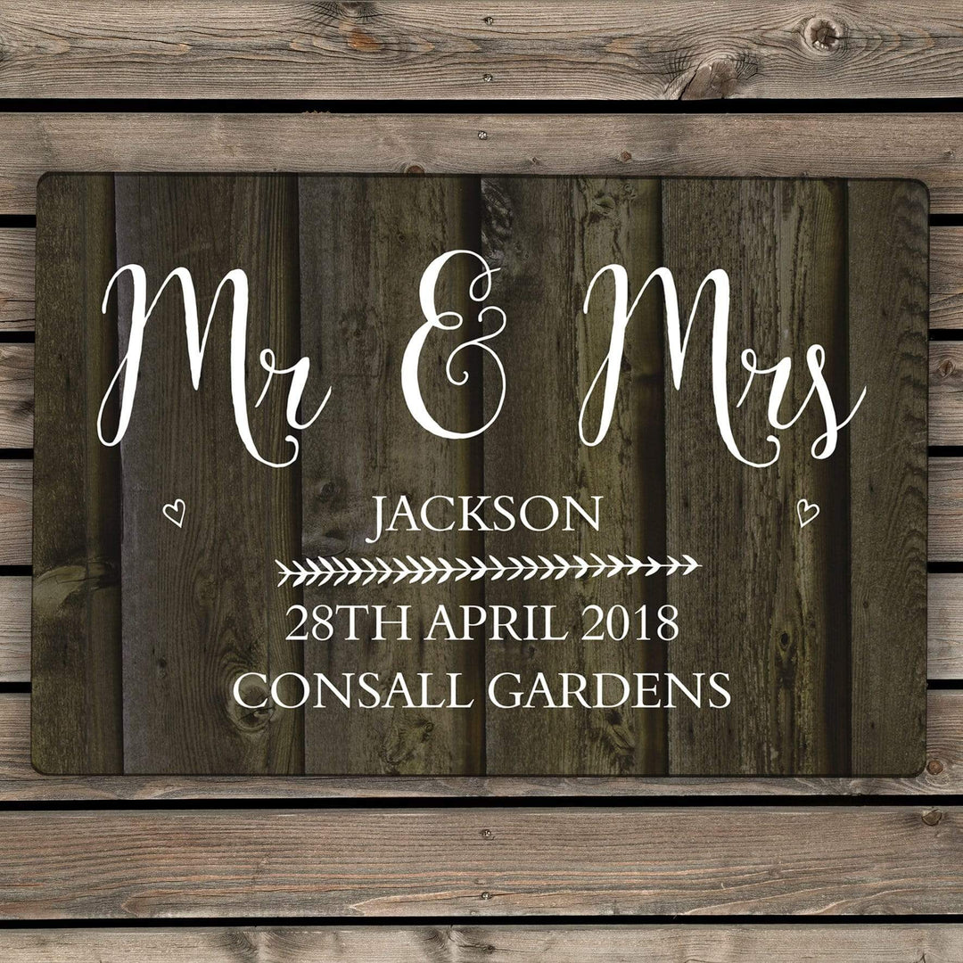 Personalised Memento Hanging Decorations &amp; Signs Personalised Walnut Wood Grain Metal Sign