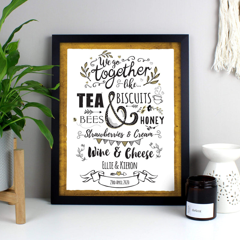 Personalised Memento Framed Prints & Canvases Personalised We Go Together Like... Black Framed Print