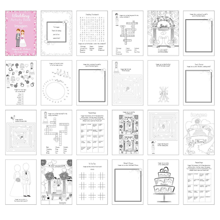 Personalised Memento Books Personalised Wedding Activity Book for Girls
