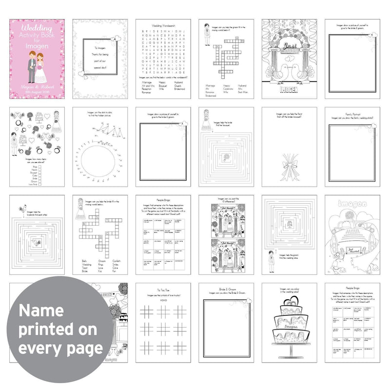 Personalised Memento Books Personalised Wedding Activity Book for Girls