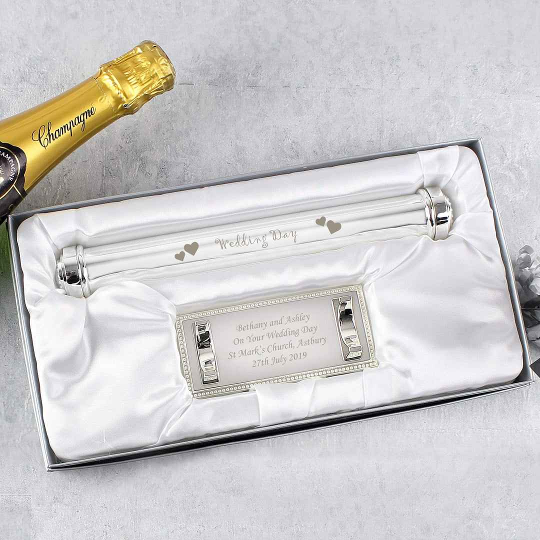 Personalised Memento Keepsakes Personalised Wedding Day Silver Plated Certificate Holder